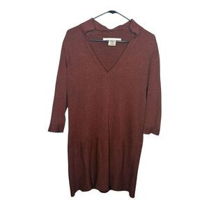 Max studio brick tunic sweater dress size large v neck collar